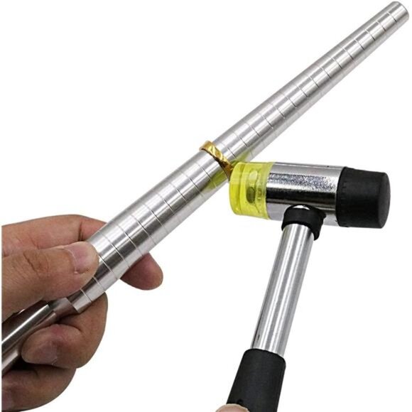 Rould Ring Mandrel Metal Ring Sizer Gauge Set with Jewelers Rubber - Picture 3 of 8